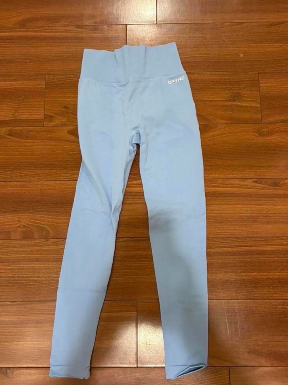 Light Blue High-Rise Leggings with Wide Waistband